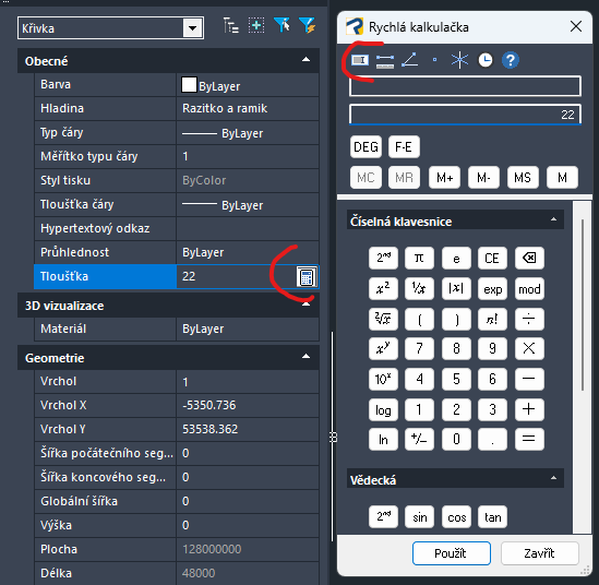 Kalkulačka progeCAD